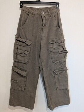 Wide-leg Taupe/Olive Green Cargo Pants (size 26) Utility
